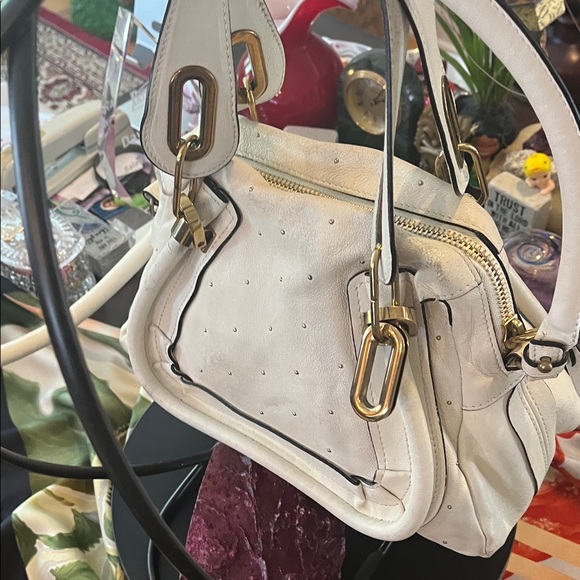 Chloe White Satchel with Gold Accents - Picture 8 of 17